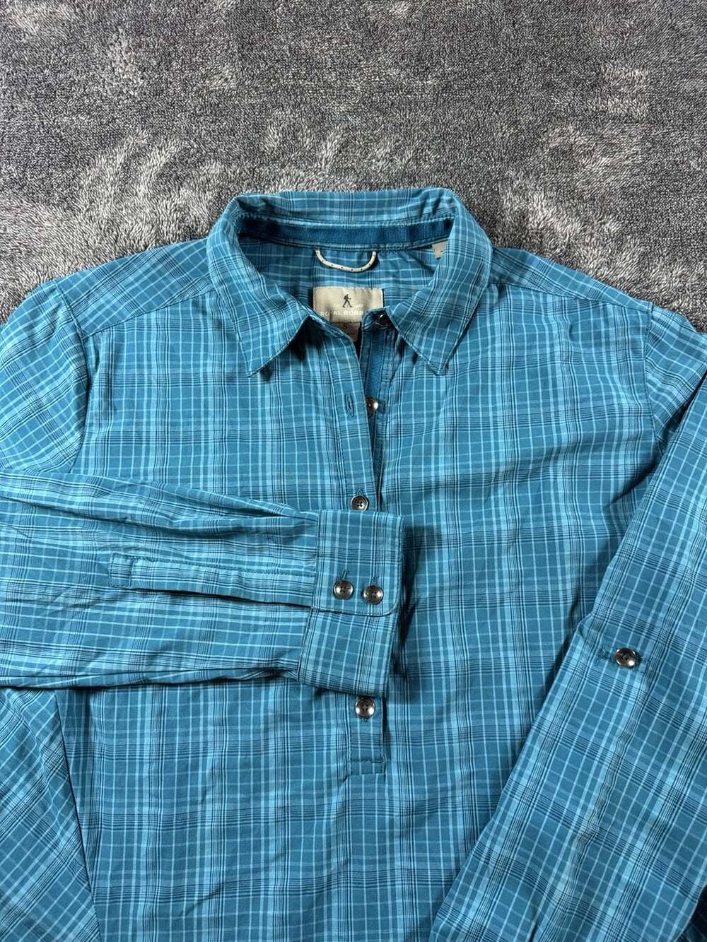 Royal Robbins Plaid Long Sleeve Shirt Size S Blue